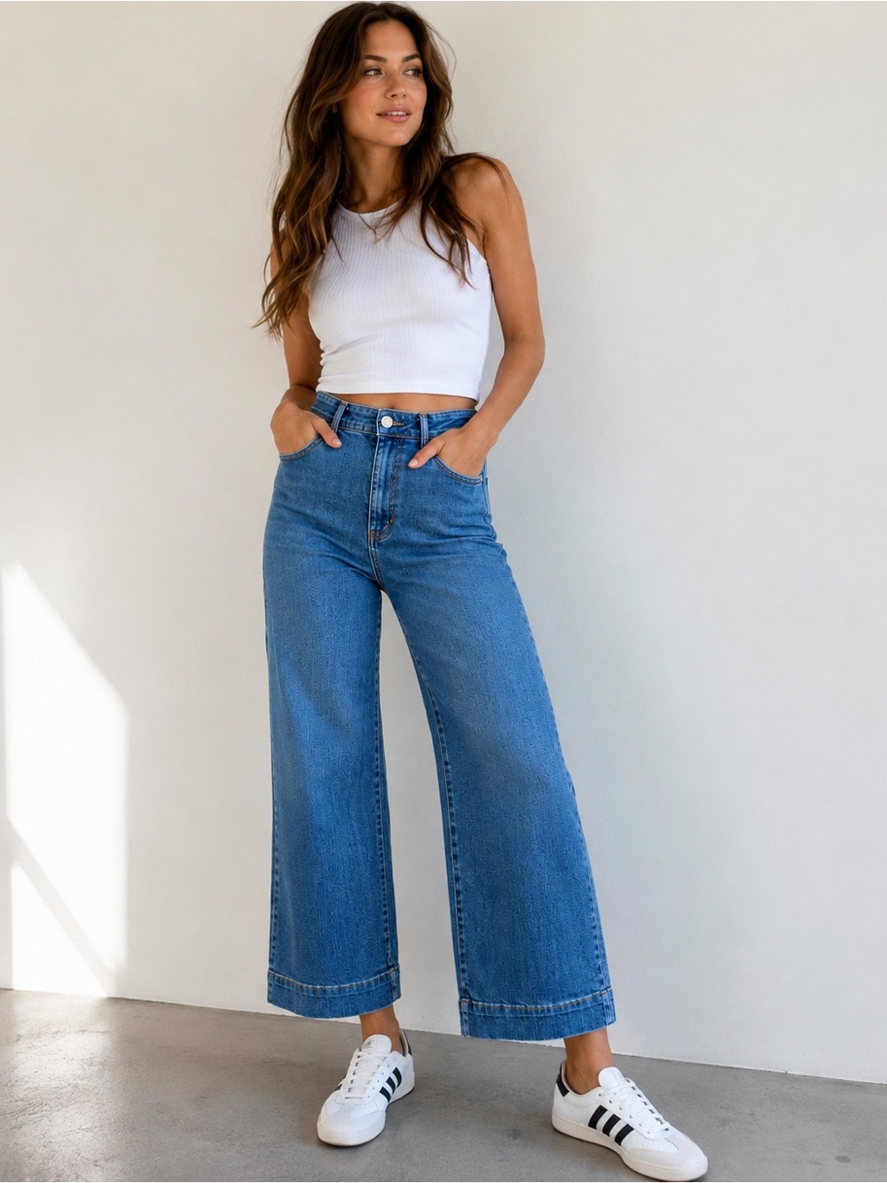 Avec Les Filles High-Rise Wide Leg Blue Jeans woman size 31 denim Y2K Steetwear
